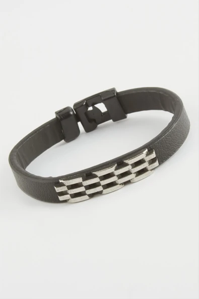 Zincir Desenli Kaliteli Suni Deri Bileklik - Resim 2