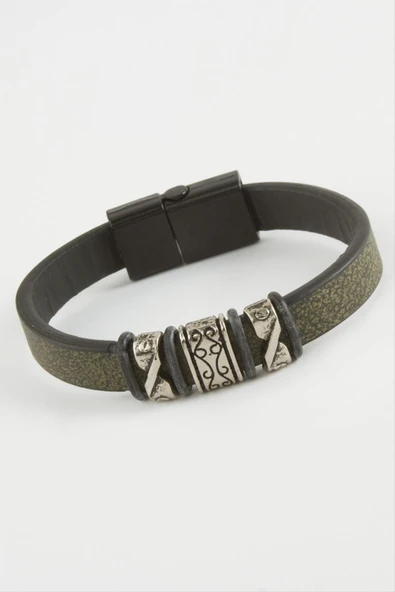 Çini Desenli Kaliteli Mıknatıslı Suni Deri Bileklik ürün görseli