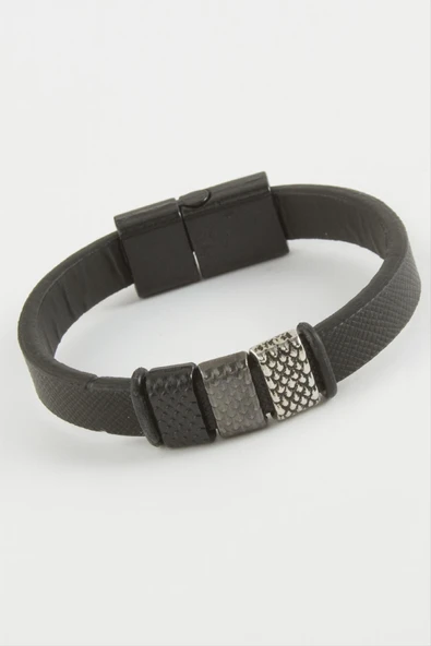 Noktalı Kaliteli Mıknatıslı Suni Deri Bileklik - Resim 2