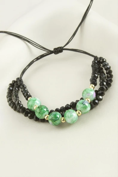 3'lü Kristal Boncuk Zincirli Bileklik - Resim 3