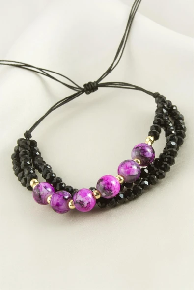 3'lü Kristal Boncuk Zincirli Bileklik - Resim 6