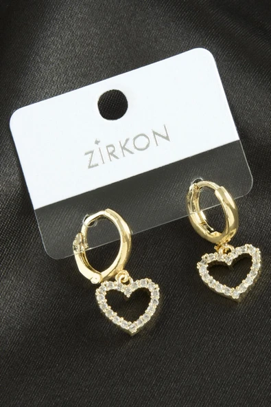 Kalp Zirkon Taşlı Küpe - Resim 3