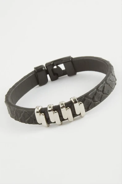 Zikzak Kaliteli Suni Deri Bileklik - Resim 2