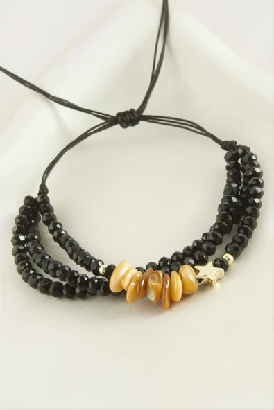 3'lü Kırık Doğaltaş Kristal Zincirli Bileklik ürün görseli