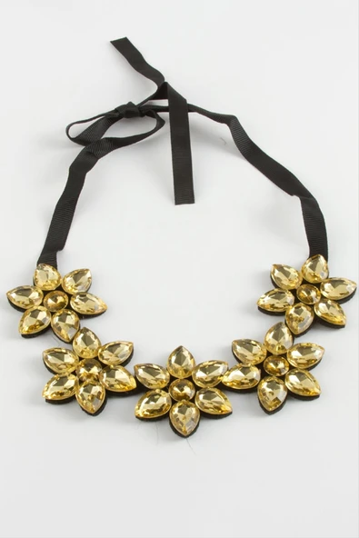 Çiçek Taşlı Yaka Kolye - Resim 3