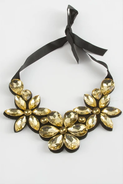 Çiçek Taşlı Yaka Kolye - Resim 4