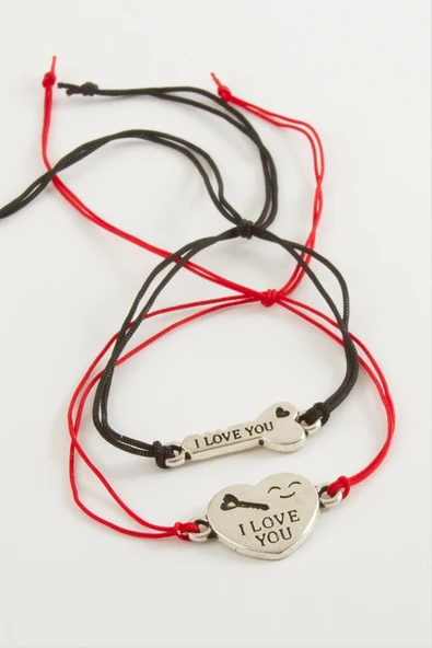 2 Adet Kalp Anahtar İp Bileklik - Resim 2