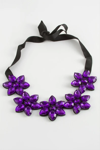 Çiçek Taşlı Yaka Kolye - Resim 9