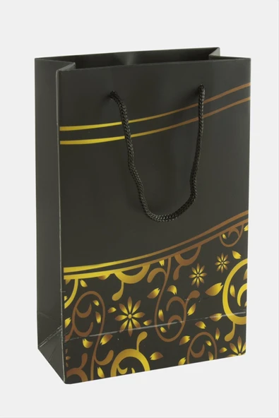 11*17 Çiçek Desenli İpli Karton Çanta 1 Adet - 2