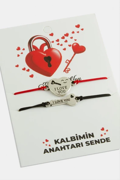2 Adet Kalp Anahtar İp Bileklik ürün görseli