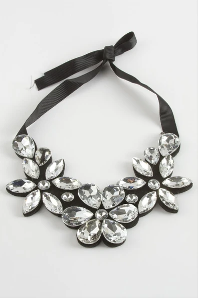 Çiçek Taşlı Yaka Kolye - Resim 2