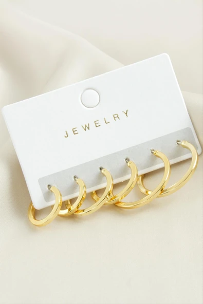 6 Adet Ezme Halka Küpe - Resim 2