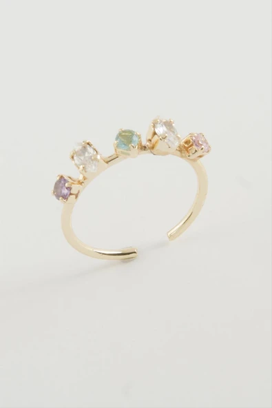 Oval Renkli Taşlı Yüzük - Resim 2