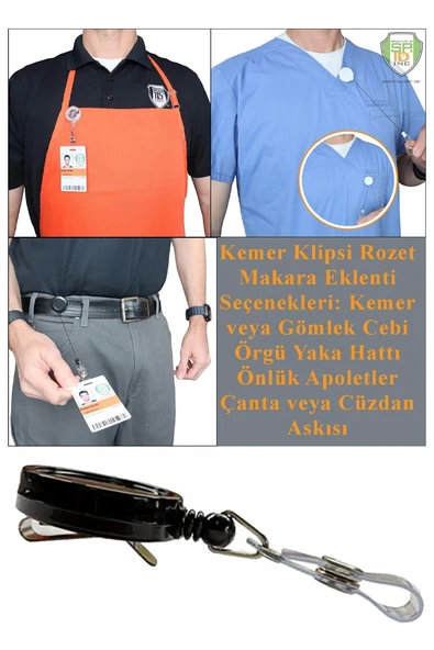 Kırmızı Yaka Yoyosu 5 Adet Yoyo Kartlık Kimlik Personel Kartı Yoyo Yaka Cep Kemer Geri Çekilebilir Rozet Tutma Makara - 5