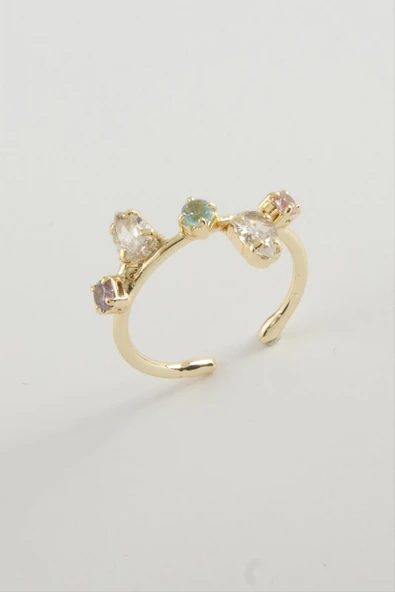 Oval Renkli Taşlı Yüzük - Resim 3