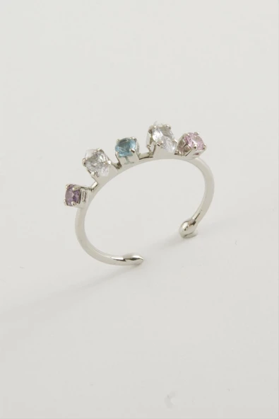 Oval Renkli Taşlı Yüzük - Resim 3