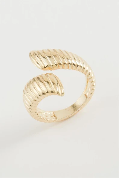 Oval Çizgili Metal Yüzük