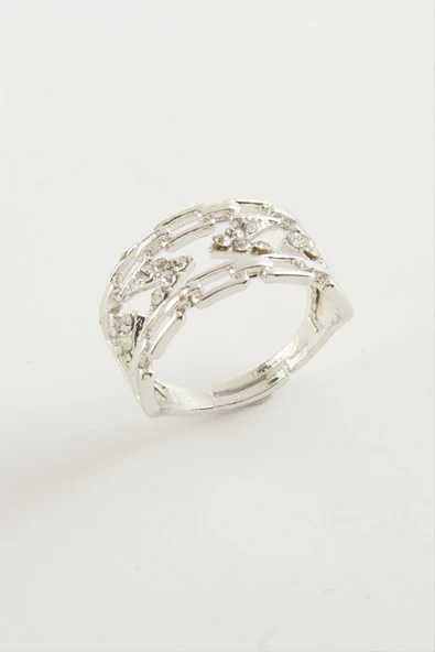 Zincir Şekilli Zirkon Taşlı Yüzük - Resim 2