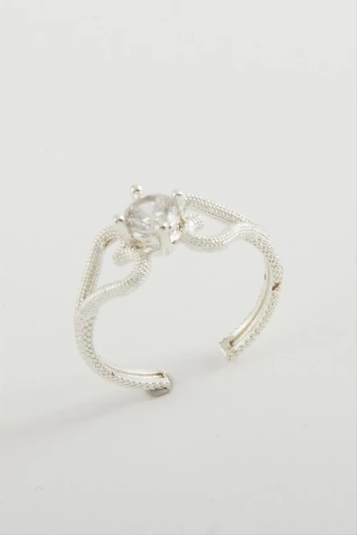 Kalp Tek Taşlı Yüzük - Resim 2