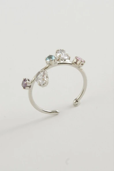 Oval Renkli Taşlı Yüzük - Resim 2