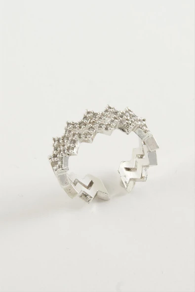 Zikzak Zirkon Taşlı Yüzük - Resim 2