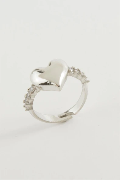 Kalp Taşlı Metal Yüzük - Resim 2