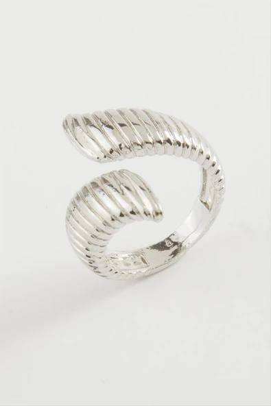 Oval Çizgili Metal Yüzük - 2