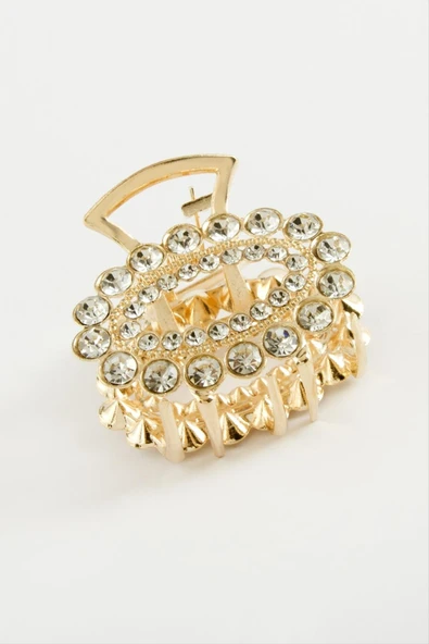 Oval Taşlı Metal Mandal Toka 4,5 cm - Resim 3