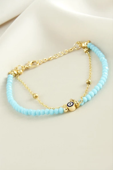 Nazar Zincir Kristal Bileklik - Resim 8