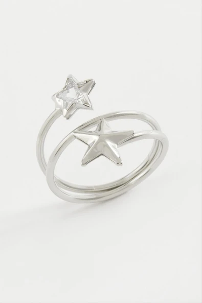 Kalp Yıldız Zirkon Taşlı Yüzük - Resim 2