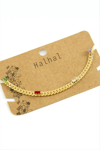 Zirkon Taşlı Burgulu Lüks Çelik Halhal ürün görseli