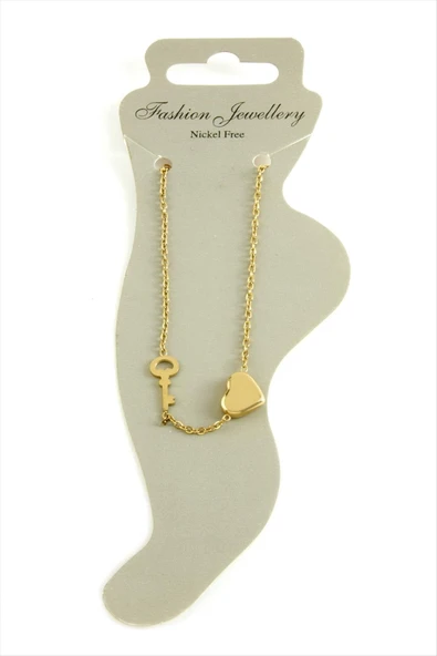 Kalp Kilit Lüks Çelik Halhal - Resim 2