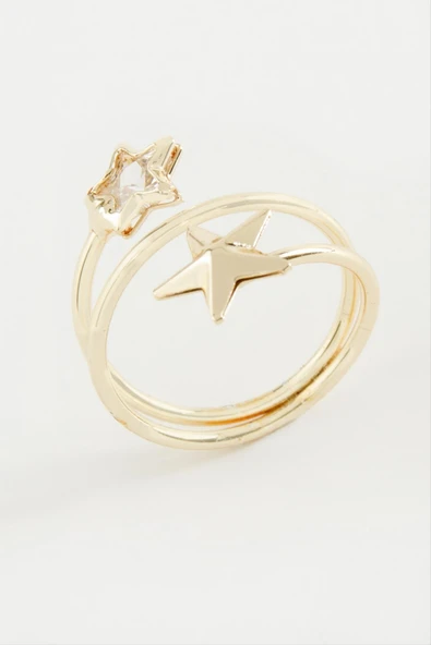 Kalp Yıldız Zirkon Taşlı Yüzük - Resim 3