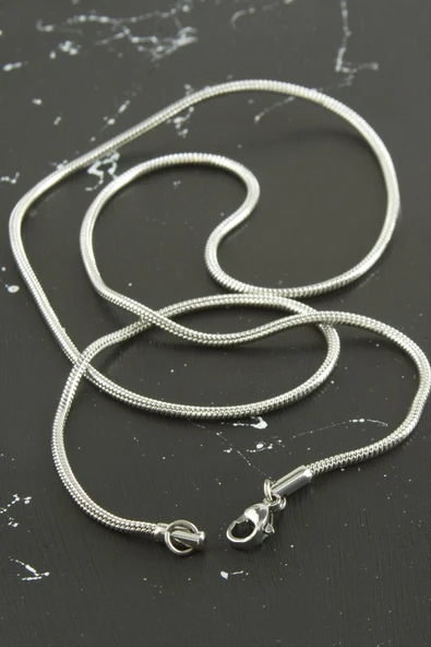 Silindir Zincir Çelik Kolye 55 cm - Resim 2