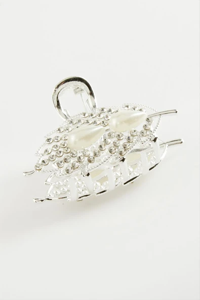 Yaprak İnci Taşlı Metal Mandal Toka 4,5 cm ürün görseli