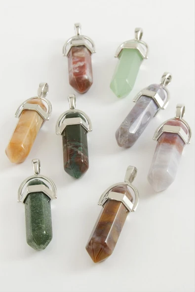 Karışık Akik Point Kolye Ucu - Resim 3