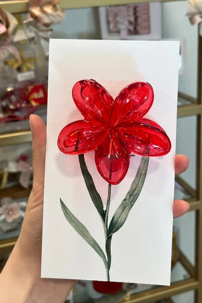 Kırmızı Lotus Toka 8 cm (Kartsız) ürün görseli