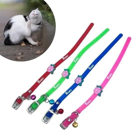 Çıngıraklı Zilli Sevimli Renkli Slikon Kedi Köpek Boyun Tasması - 1 Adet Stokta Olan Gönderilir ürün görseli
