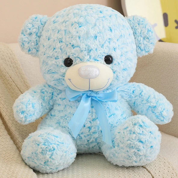 Sevimli Ayıcık Peluş Yastık - Mavi - 60cm