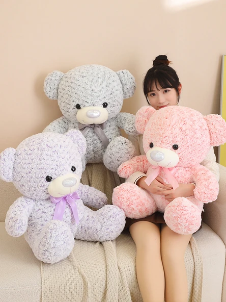 Sevimli Ayıcık Peluş Yastık - Gri - 50cm - 5