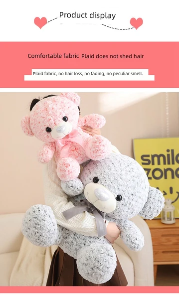 Sevimli Ayıcık Peluş Yastık - Pembe - 40cm - 11