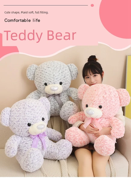 Sevimli Ayıcık Peluş Yastık - Mavi - 60cm - 8