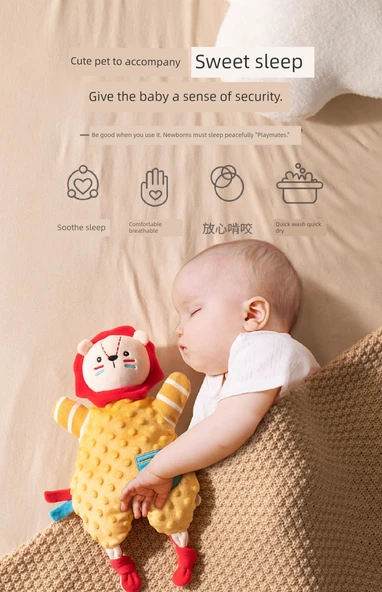 Bebek Rahatlatıcı Havlu Kuklası - Üçlü Paket - Maymun Aslan + Locke Fil + Uzun Kulaklı Tavşan - 6