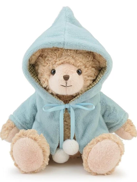 Kucaklayıcı Ayıcık Bebek Oyuncağı - Sarı Pelerin - Koyu Kahverengi - 25cm - 3