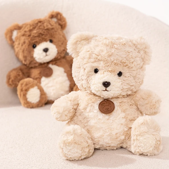 Doodle Ayıcık Peluş - Süt Beyazı Hediye Çantası ile Mavi Buket 35cm - 4