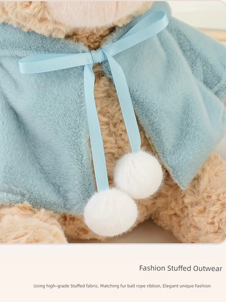 Kucaklayıcı Ayıcık Bebek Oyuncağı - Sarı Pelerin - Koyu Kahverengi - 25cm - 5
