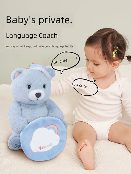 USB Şarjlı Bebek Peekaboo Ayıcığı - Mavi Ayı (Ses Ayarı, Saklambaç, Şarkı Söyleme) - 2