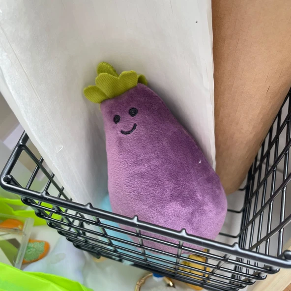 Sebze ve Meyve Peluş Kolye Bebek Çantası Süsleri - Batı Mavi Çiçek - 8