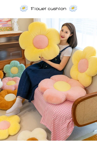 Çiçek Yastık Peluş Oyuncak - Flüoresan Yeşil - 50cm - 7