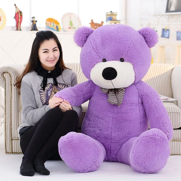 Ayıcık Deri Telefon Kılıfı DIY Peluş Bebek - Mor Yaka 140cm